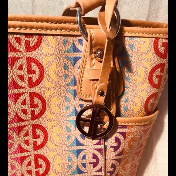 Gianni Bernini Rainbow Print Pride Colorful Tote Bag Canvas Shoulder Bag Large - Picture 4 of 5